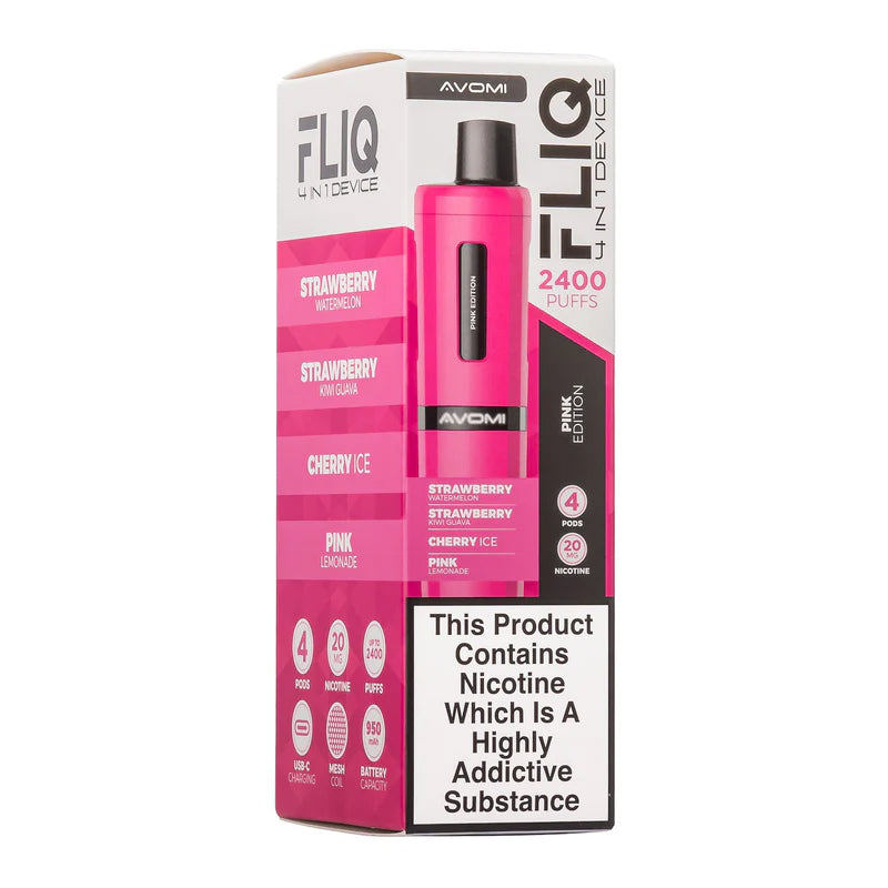 Avomi Fliq - 2400 Puff Rechargeable Disposable - Pink Edition